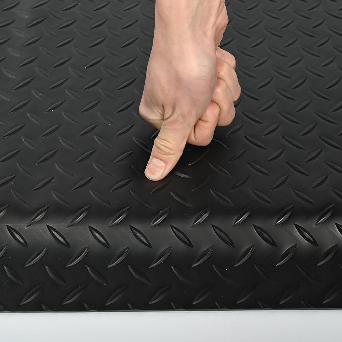 Nisorpa Anti Fatigue Mats Industrial 3' x 5' Ergonomic Standing Mat 15/16" Extra Thick Kitchen Mats Shop Floor Mat Heavy Duty Commercial Diamond Plate Safty Mat Support for Leg & Back Pain, Black