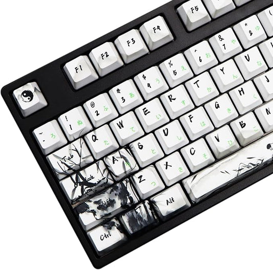 MOLGRIA Keycaps 110 Set Ink Panda for Full Sized Keyboard, Custom PBT OEM Profile Key Caps with Japanese Font for Cherry MX Khail Switches 60 Percent Gaming Keyboard