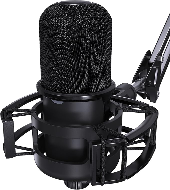 Custom Built for SoloCast Shock Mount, Upgrade Anti-Vibration Suspension Elastic Shock Mount Holder Clip Mics Stand with Screw Adapter Compatible with Hyperx SoloCast Microphone