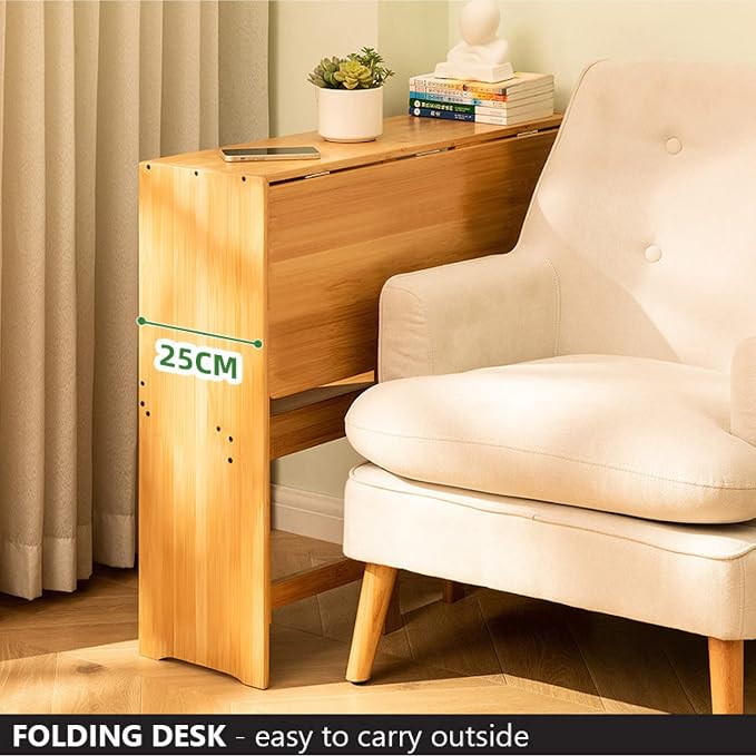 Folding Computer Desk, Natural Bamboo Desk Portable Desk Study Student Writing Desk Small Home Office Desk(39 Inch, Natural)