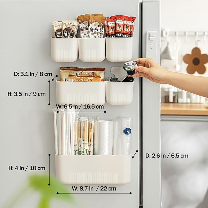 Magnetic Cup Storage Holder for Fridge, Locker Magnetic Organizer Bin Basket for Pen,Mail,Card,Laundry,Board,Large Size,White