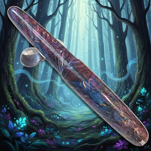 Luxury Stabilized Wood Fountain Pen – Handmade Natural Wood & Resin Barrel, Fine Nib Writing Pen with Converter – Executive Business Pen, Collectible Gift for Men & Women (Purple Ocean Current)