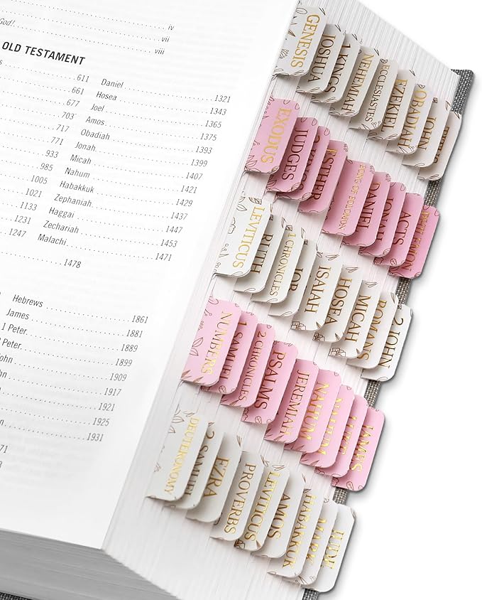 Bible Tabs for Women & Men, Bible Tabs for Study Bible, Large Print Bible Tabs for Easy Navigation, Bible Index Tabs, 66 Tabs Old & New Testament, Extra 9 Blank Tabs - Sketch Floral