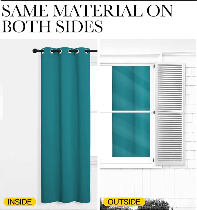 NICETOWN Kitchen Blackout Window Curtain Panel Home Fashion Thermal Insulated Solid Grommet Room Darkening Drape for Apartment (Peacock Teal, 1 Panel, 42 by 63 inches Long)