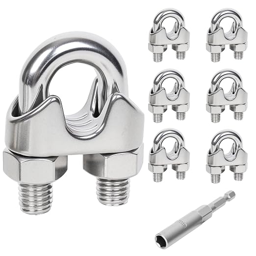 6 Pcs 5/16 inch Stainless Steel Wire Rope Cable Clamp Clips,Wire Rope Clamp,Cable Clamp(M8,6)