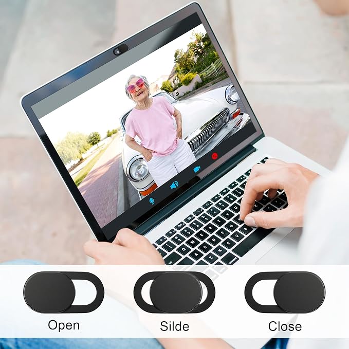 50 PCS Webcam Cover Slide Black Phone Camera Covers, 0.023 Inch Ultra-Thin Universal Laptop Camera Cover Slide Webcam Protects Your Privacy & Security for Laptop, Desktop, Smartphone, Cell Phone