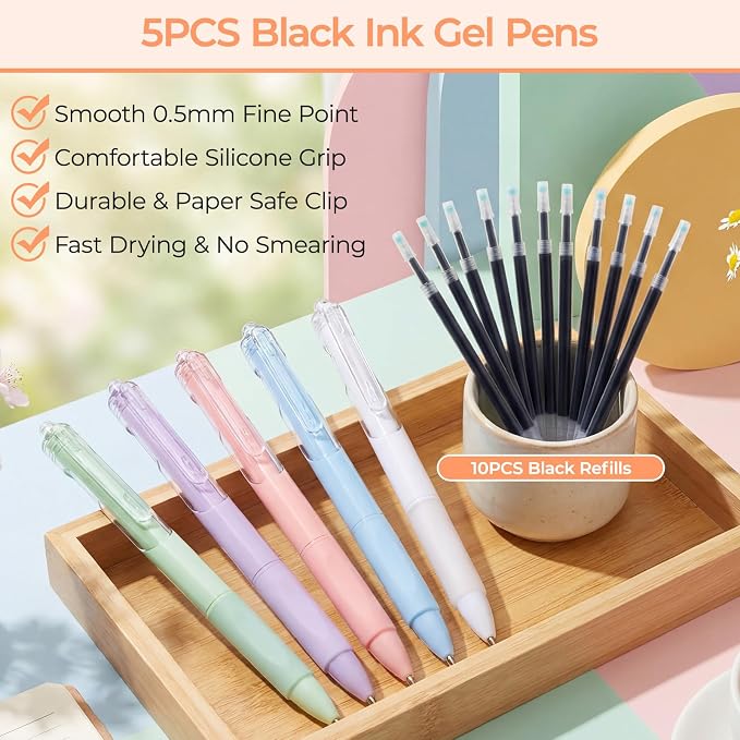 WOBAGMEN 62PCS Aesthetic School Supplies with Quilted Pencil Case, Pastel Highlighters, Gel Pens Mechanical Pencils Set, Cute Back to School Supplies, College Essentials(Coloful Patchwork, M)