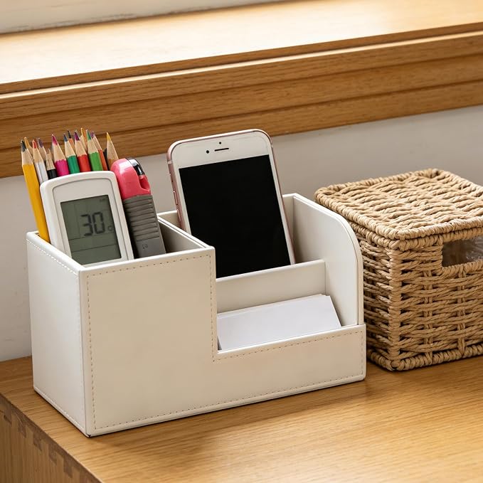 Desk Organizer PU Leather Desk Organizer and Accessories Multifunctional Office Supply Organizer Suitable for Offices Homes and Schools