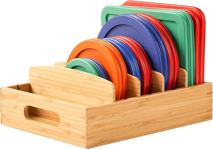 Umilife Food Container Lid Organizer for Kitchen Cabinet Drawer, Organization & Storage in Pantry, Office, Bathroom, Size Medium