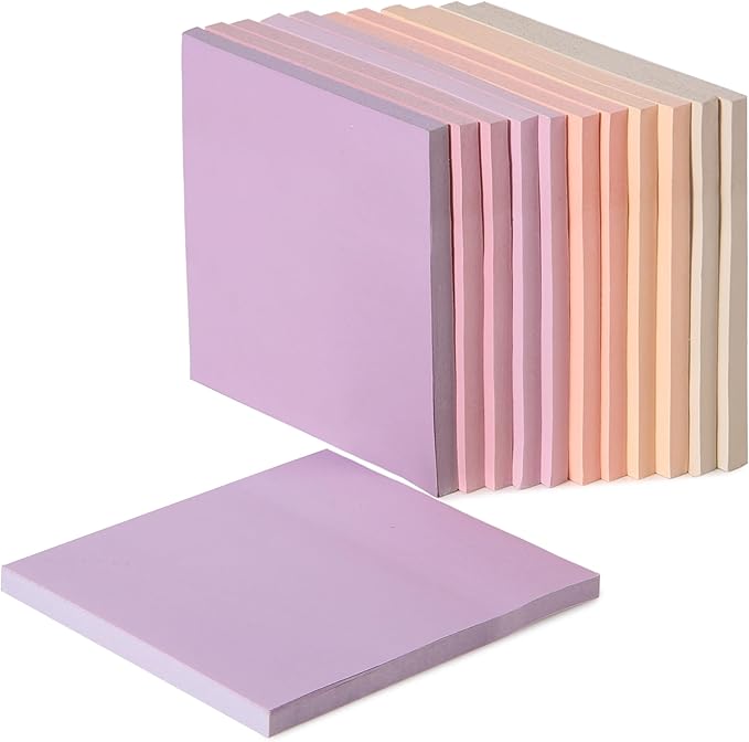 Mr. Pen- Sticky Notes, 3”x3”, 12 Pads, 600 Sheets, Colorful Sticky Notes 3x3, Sunset Sorbet, Stocky Notes for Bible Journaling