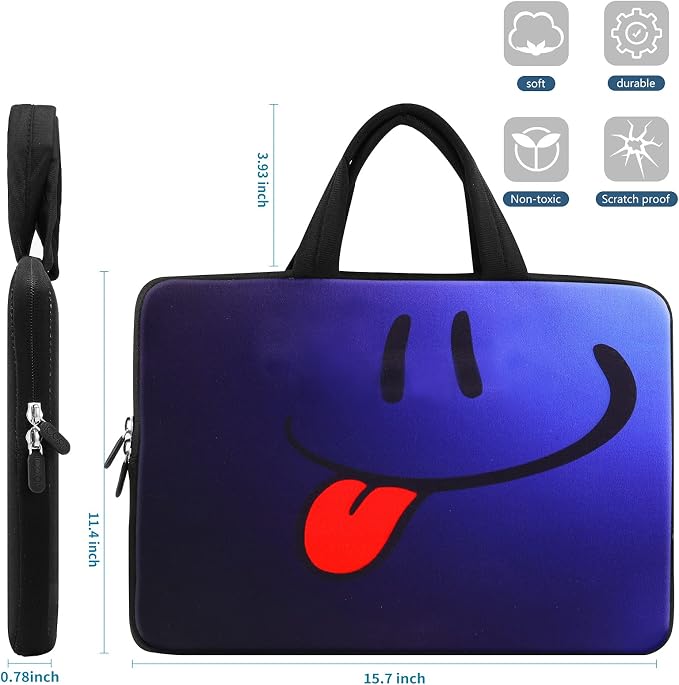 icolor Smile 14 15 15.4 15.6 inch Laptop Handle bag Computer Protect Case Pouch Holder Notebook Sleeve Neoprene Cover Soft Carring Travel Case for Dell Lenovo Toshiba HP Chromebook ASUS Acer ICB-05