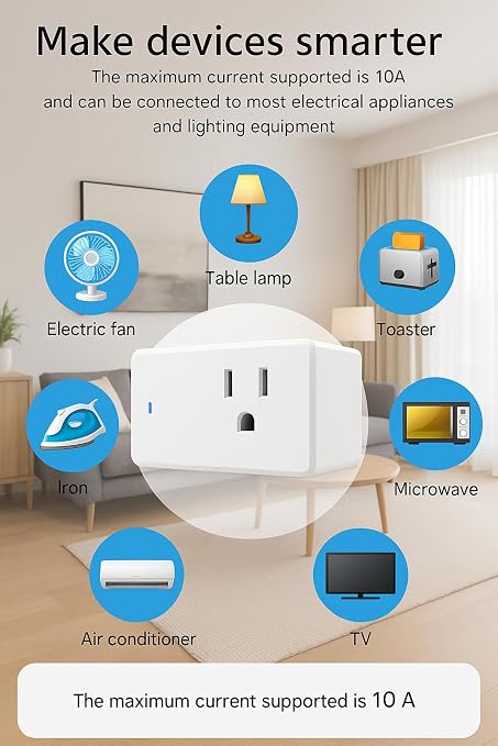 Compact Smart Plug, Works with Alexa & Google Assistant, Smart Life App & Voice Control, Energy Monitoring, Timer Scheduling, No Hub Required, App Remote Control, 2.4 GHz WiFi Outlet, 4-Pack