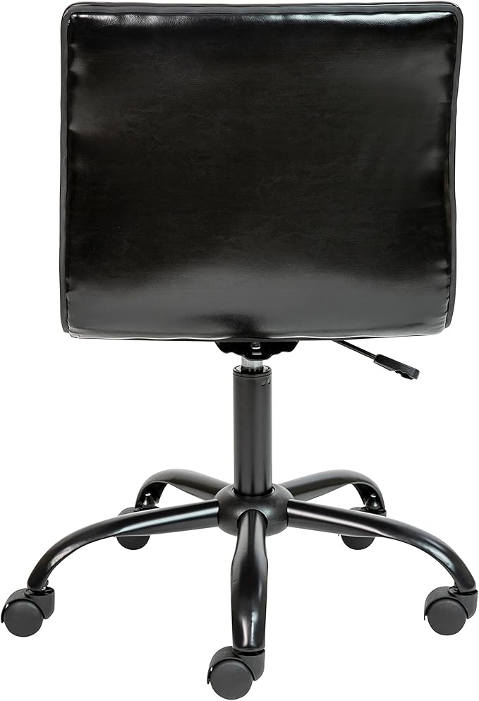 Flash Furniture Alan Office Task Chair - Black Vinyl - Black Frame - Armless - Ribbed Back and Seat - Low Back Design