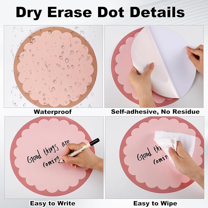 24 Pack Dry Erase Dots 11 Inch Circles Spots 8 Light Colors Removable Whiteboard Stickers for Classroom Teachers Students Wall Table Desk & Floor Decals