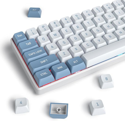 PBT Blue Keycaps 60 Percent with 6.25U Space Bar OEM Profile for Cherry MX Switch Mechanical Gaming Keyboard (CSA-Shoko)