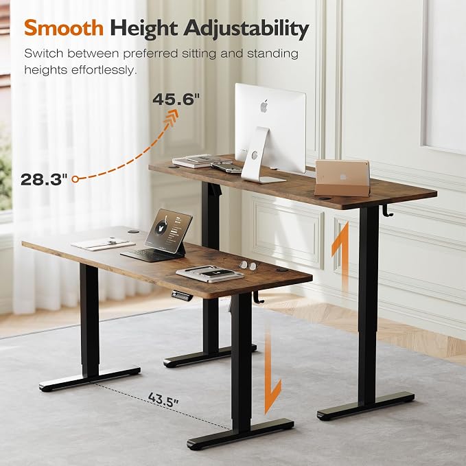 Monomi Electric Standing Desk 55x24 Inches，Height Adjustable Sit Stand Up Desk for Home Office, Ergonomic Computer Workstation with 178LBS Load Capacity & Quiet Motor, Two-Piece Desktop, Rustic Brown