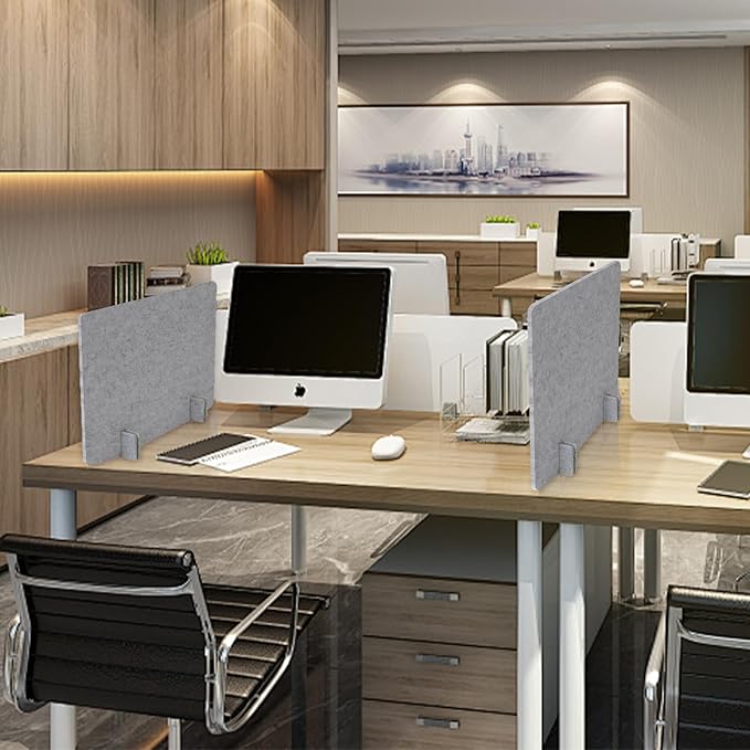 Desk Privacy Panel Set, Desk Partition Cubicle Wall Freestanding Noise-Reduction Panels Room Divider, Soundproof Partition with Support Feet for Office or Home Use (Light Grey, 40 * 60 cm)
