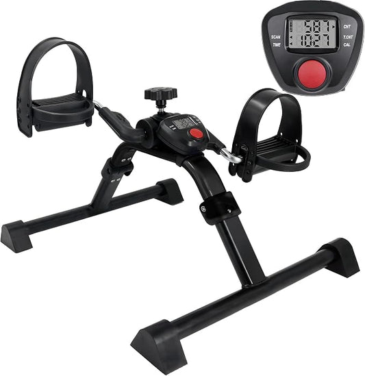 Vaunn Under Desk Bike Pedal Exerciser Ergometer with LCD Display – Mini Pedal Exerciser for Arm & Leg Workout, Folding Desk Cycle for Home Office, Physical Therapy & Low Impact Cardio