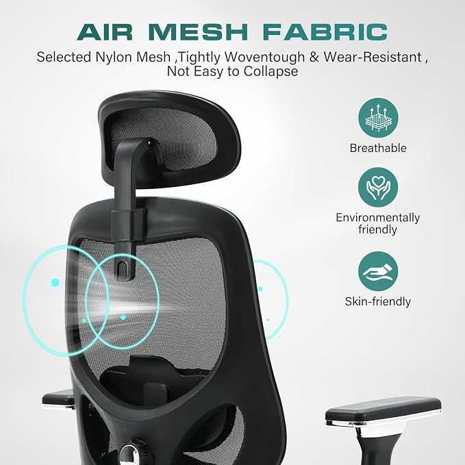 BOSMILLER TitanMax 750lbs Big and Tall Office Chair for Heavy People with Dual Lumbar Support, Oversize Ergonomic Desk Chair with 4D Armrests, Wide Thick Seat & 2D Headrest for 8-Hours Daliy Work