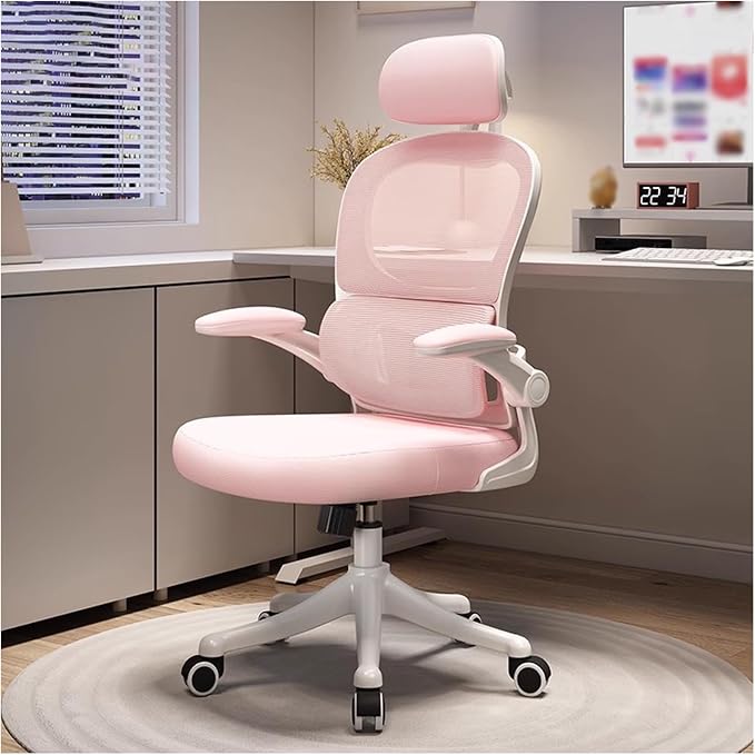 Ergonomic Office Chair, Heavy Duty Executive Task Chair with Adaptive Lumbar Support & Headrest, Breathable Mesh Swivel Desk Chair with Flip Up Armrest