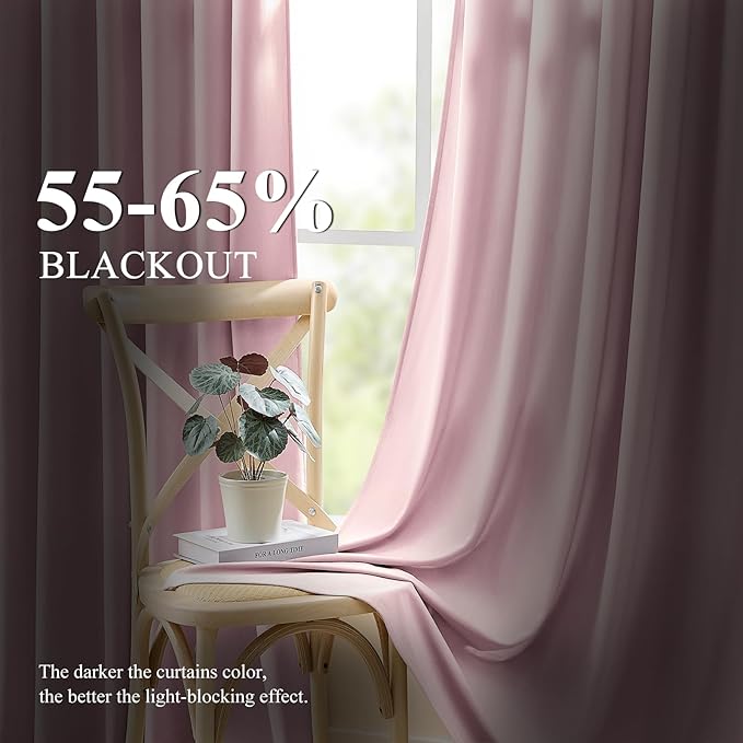 Baby Pink Velvet Curtains for Girls Bedroom, Thermal Insulated Light Blocking Curtain Luxury Soft Room Darkening Window Drapes for Living Room Nursery, Back Tab Rod Pocket, W52 x L102, 2 Panels
