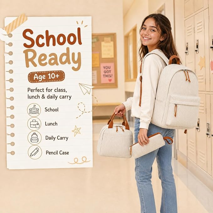 BTOOP School Backpacks for Teen Girls Bookbags Lightweight Kids Backpack School Bags Set with Lunch Box Pencil Case