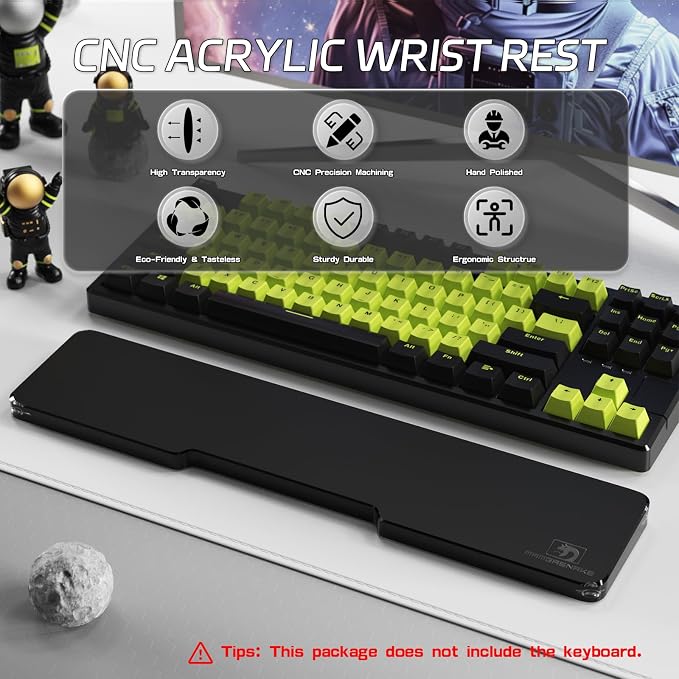 Acrylic Keyboard Wrist Rest - TENKEYLESS 80% Keyboard- Mechanical Keyboards Ergonomic Palm Rest for Computer Keyboard,Anti-Slip Base,Wrist Pad for Laptop,Office & Home-Easy Typing (Black)