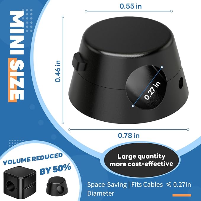 Mini Magnetic Cable Clips, 12 Pack Self Adhesive Cord Holder Black | Under Desk Cable Management, Strong Adhesive Removable Cord Organizer for Home Nightstand Car, Office Accessories