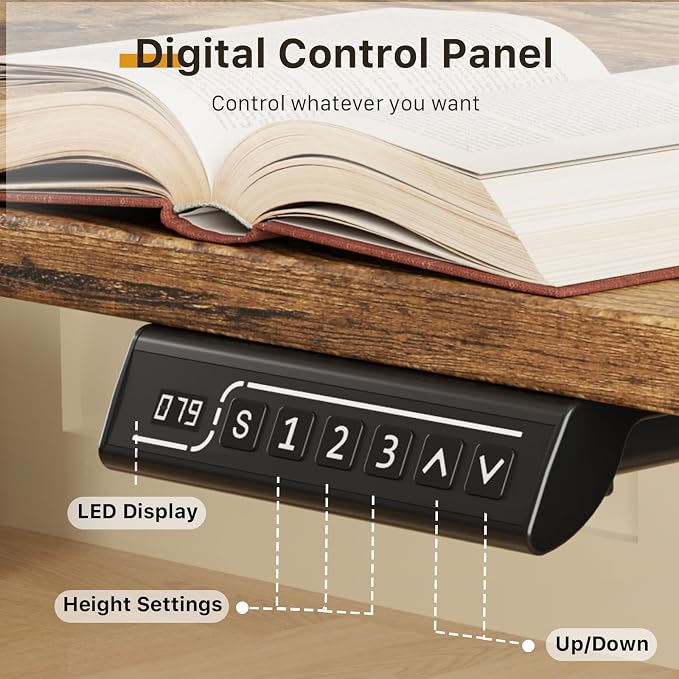 JOY worker Small Electric Computer Desk, 40" Whole Piece Height Adjustable | 40" x 20" Rustic Brown Compact Sit Stand Desk with Memory Controller, Narrow Computer Workstation for Home Office Walking Pad