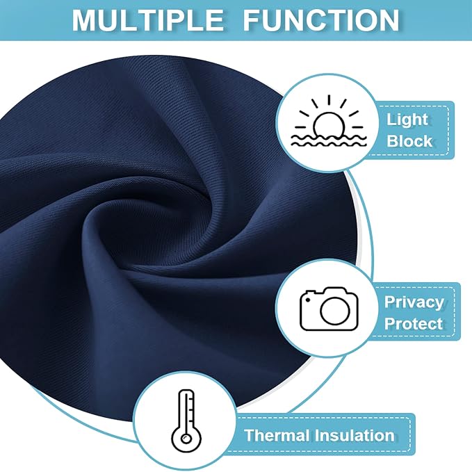 RYB HOME Room Divider Curtains 100 inch Width Blackout Curtains for Space Separator Bedroom Patio Sliding Glass Door Dining Cafe Bar Family Room Kids Nursery, W 100 x L 84 inch, Navy