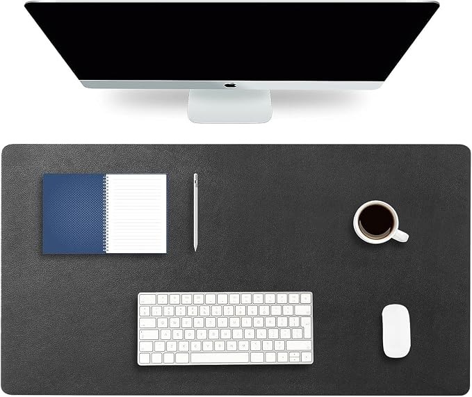 Desky Leather Desk Mat - PU Leather Desk Pad with Anti-Slip Base - Medium