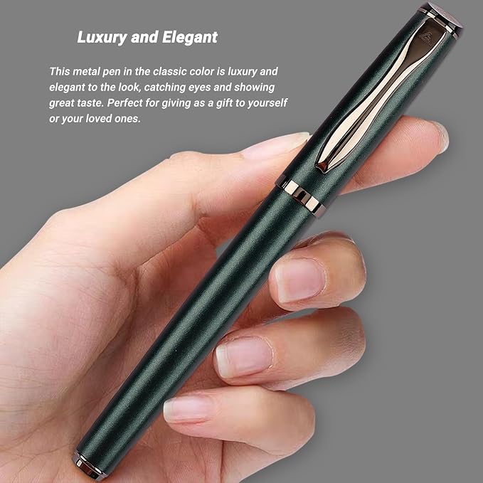 Penagic Luxury Rollerball Pen, Black Ink, Fine Point, Unisex, Professional Writing Pen, Set of 1 with 2 Refills