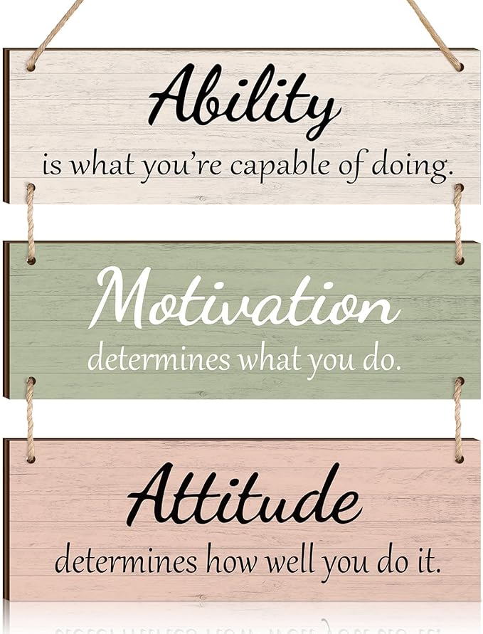Jetec Office Wall Decor Sign Inspirational Motivational Plaques with Sayings Rustic Wooden Hangings Ability Sign for Coworker Holiday Gift Office Home Artwork Decoration(Elegant Colors)