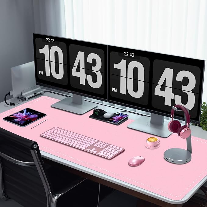 Large Desk Pad, 47.2" x 17" PU Leather Desk Mat for Desktop, Non-Slip Office Desk Mat for Desk, Desk Blotter Pad, Waterproof Computer Pad for Desk, Keyboard Mats for Home & Office (Fairy Tale Pink)