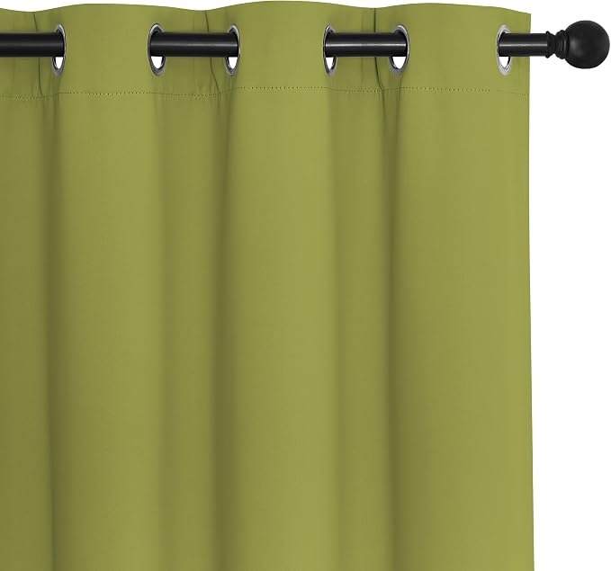 NICETOWN Room Darkening Short Curtain 54 inches Long for Living Room, Grommet Sound Reducing Thermal Insulated Curtains for Bedroom Nursery Window, 46W x 54L, 1 Piece, Fresh Green