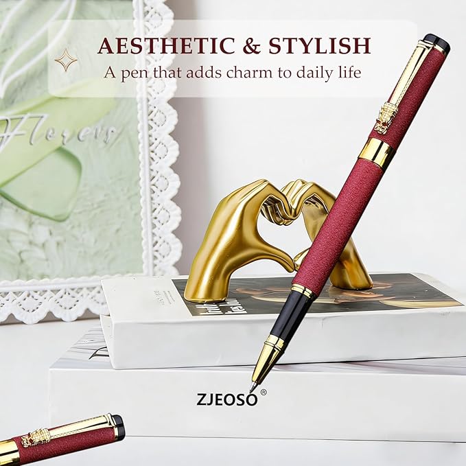 Luxury Pen,Best Luxury Ball Pen Gift Set for Women,Black Ink Fancy Pen Refillable for Executive Office,Professional,pretty pens,cool pens,Nice cute Designer Pen (Red)