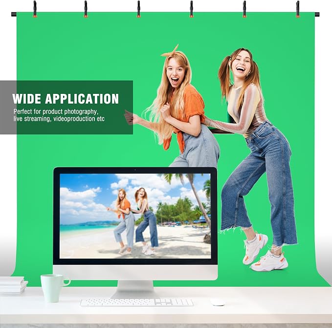 Forlogic Green Screen Backdrop Kit with Stand, 8x7.2ft Portable GreenScreen Background Stand for Streaming Video and Photography Shoots