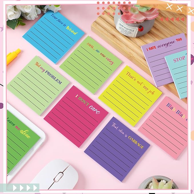 Yinder 24 Pcs Inspirational Sticky Notes Thank You Gift Motivational Sticky Note Pad Employee Appreciation Gift Bulk for Staff Coworker Teacher Nurse Office Groups 3 x 3'' (Funny,Bright Color)