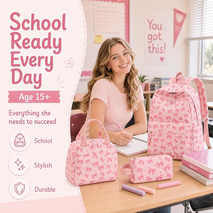 BTOOP School Backpacks for Teen Girls Bookbags Lightweight Kids Backpack School Bags Set with Lunch Box Pencil Case