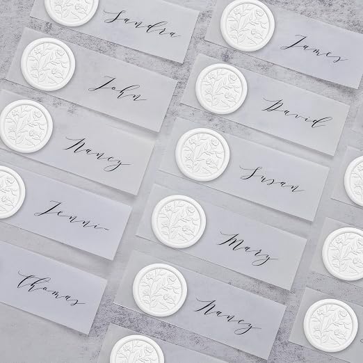 UNIQOOO Wax Seal Stickers - 3D Flower Wedding Invitation Envelope Seal Stickers, 50 Pcs Self- Adhesive Snow White Stickers, Perfect for Invitation, Christmas, Gift Wrapping