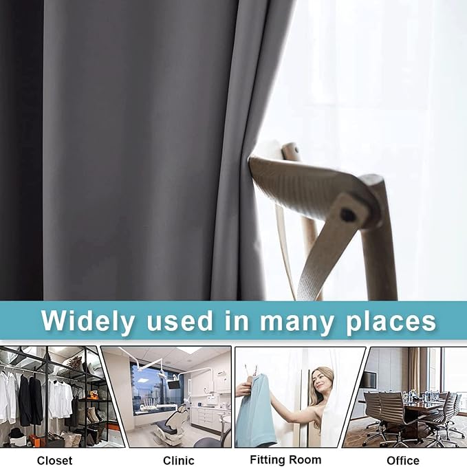 RYB HOME Room Divider Curtains - Extra Wide Blackout Privacy Space Wall Divider Screens for Living Room Share Bedroom Patio Door Home Theatre Garage, 1 Panel, Grey, 20ft Wide x 7ft Long