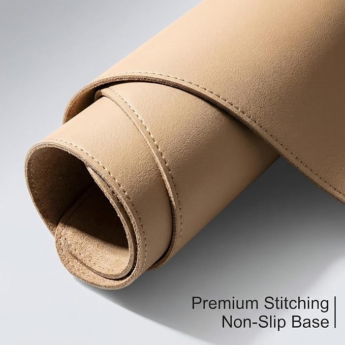 Dual-Sided Desk Pad for Office and Home - Desk Organization and Accessories - Ideal for Mouse Pad and Desk Mats on Top of Desks(Khaki,16.94'' x 22.85'')