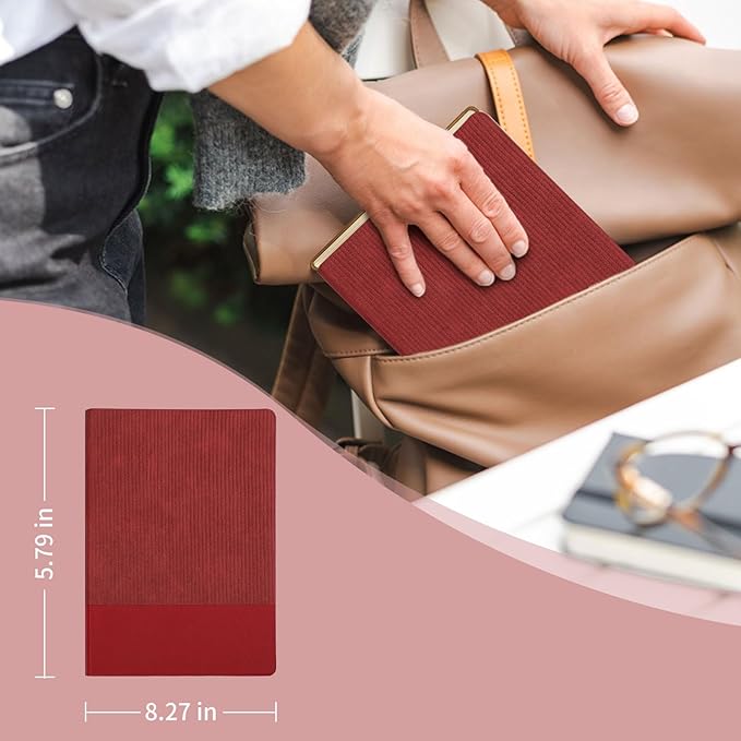 Lined Journal Notebook for Work College Ruled Note Book 5.79"x8.27" A5 PU Leather Daily Journaling 216 Pages for Women Men Writing Home School Supplies Business (A5 Lined 216pages, 2 Pack-Red/Darkgreen)