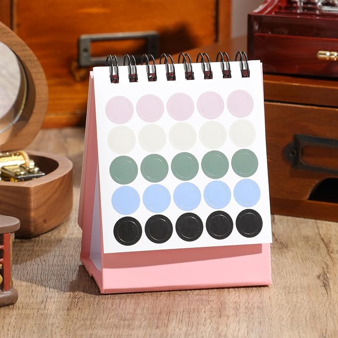 Mini Desk Calendar 2026-2027 - Jan 2026 to June 2027 Small Desktop Calendar Mini Daily Schedule Thick Paper Twin-Wire Binding with Stickers for Home Office School (Mini Pink)