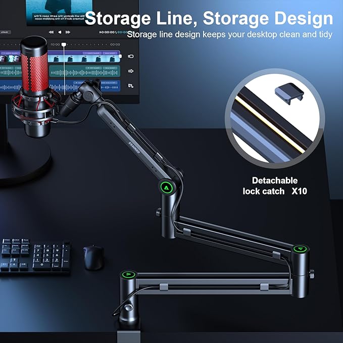 Microphone Arm,Aokeo AK-58i Desk Low Profile Mic Boom Arm Stand,Suitable For Blue Yeti,Snowball iCE,HyperX QuadCast,SoloCast,Elgato Wave,Etc
