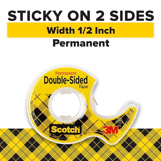 Scotch Double Sided Tape with Tape Dispenser, Office and School Supplies for Arts and Crafts, Alternative to Scrapbooking Tape, 0.5 in. x 400 in., 2 Rolls with Dispensers