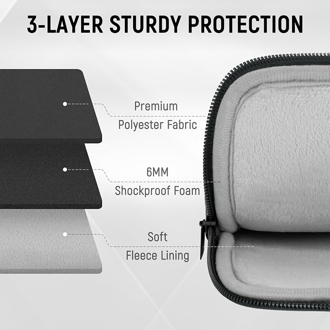 14 Inch Laptop Sleeve Case Durable Protective Cover Slim Padded Laptop Case with Front Pocket Compatible with MacBook Pro HP, Dell, Lenovo, Asus Black