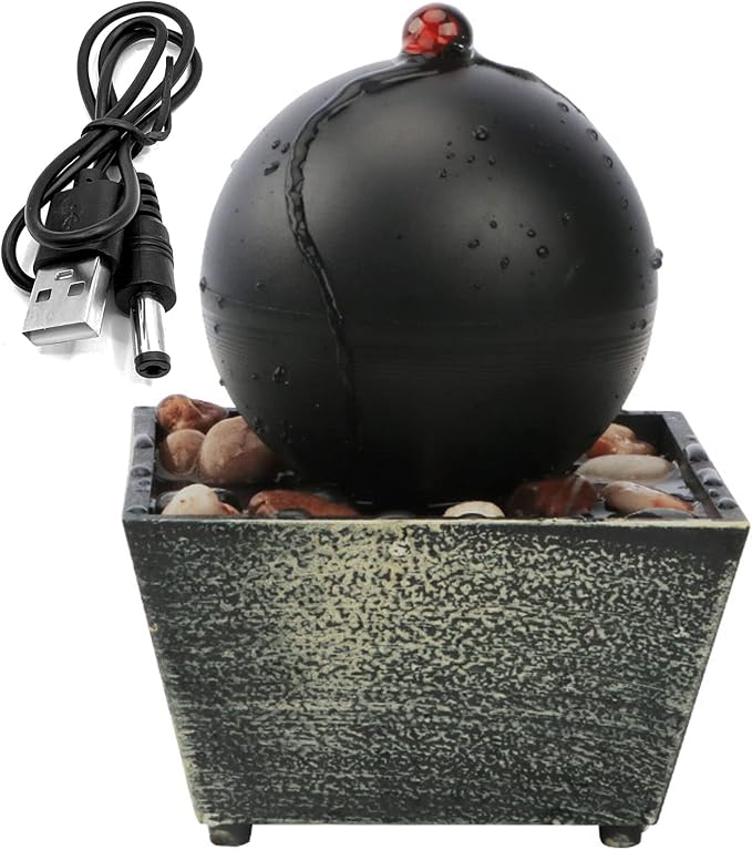 Tabletop Ball Fountain Waterfalls,Irregular Stone Water Fountain Indoor for Relaxation,Home/Office Decoration Meditiation Water Resin, House Warming Gifts New Home (#2)