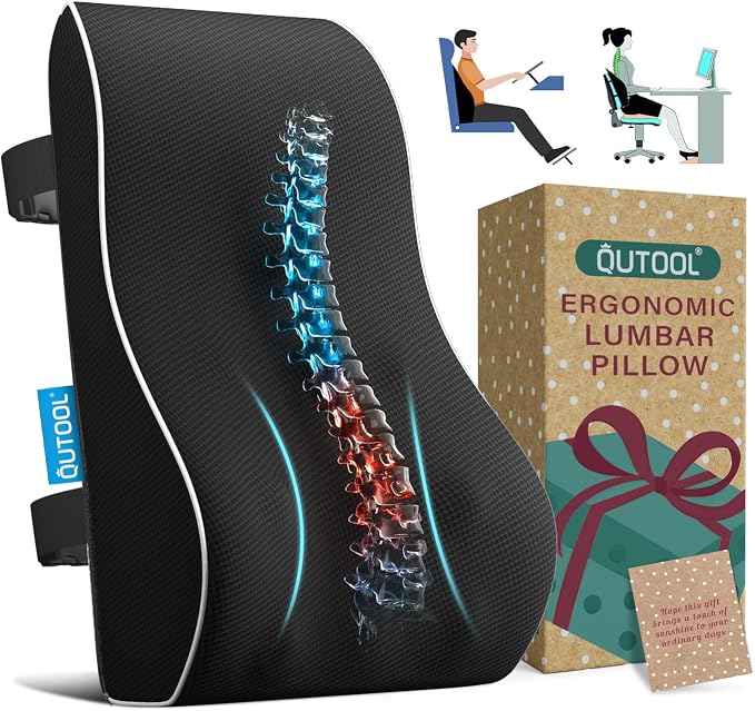 Lumbar Support Pillow for Office Chair, Office Home Essentials,Gifts for Mom,Dad, Back Support Pillow for Car, Chair Cushions,Back Pain Relief Improve Posture,Mesh Cover Double Adjustable Straps