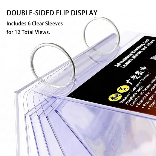 2Pcs Table Flip Menu Holder with 6 Pages Sleeve, 5.5" X 8.5" Tabletop Sign Signage Horizontal Display Stand with Base, Suction Cups, Paper Cutter, Rotating Binders Rack, for Photo, Bar, Job Fair